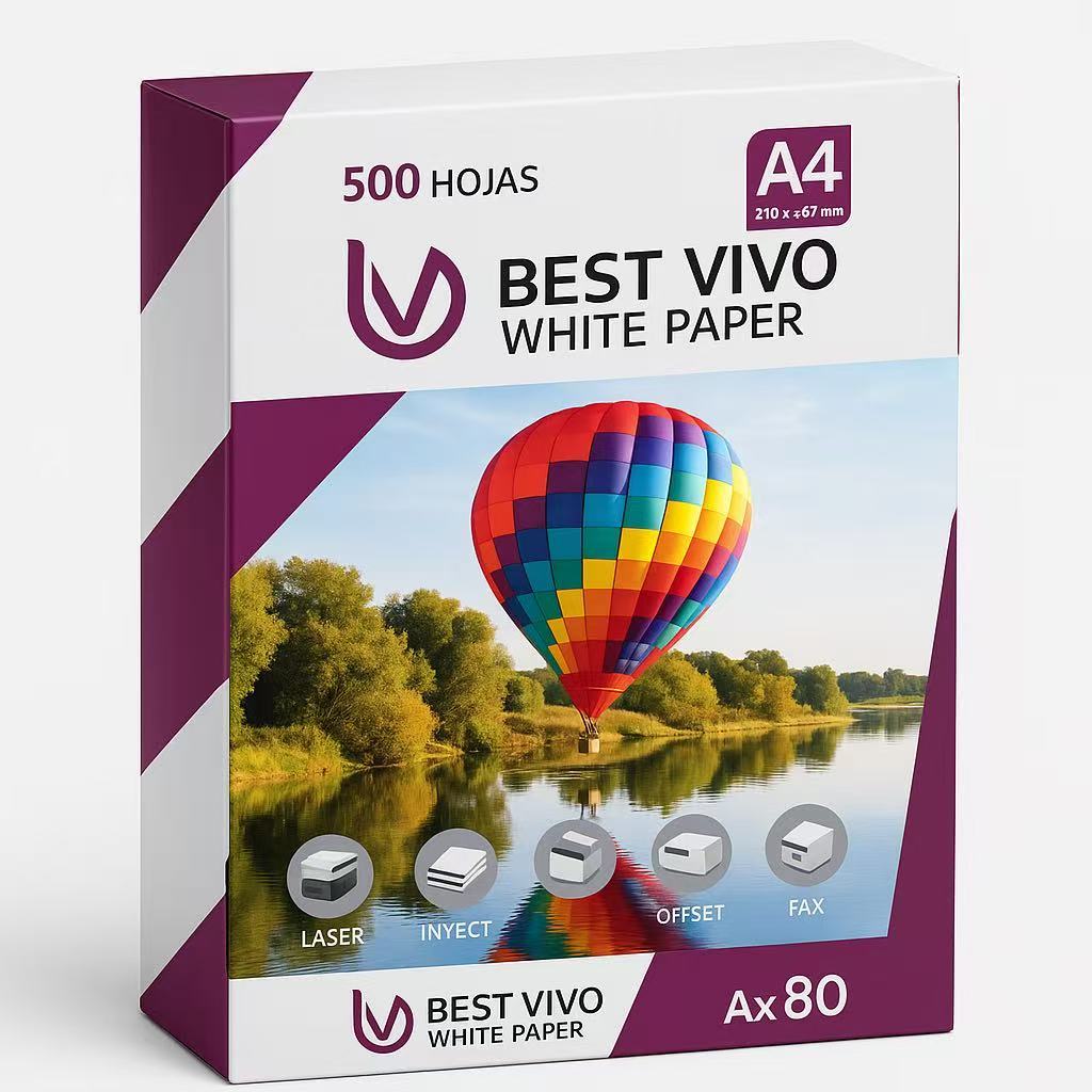 VORTEX Papel Folio A4 80gsm Pack 500 hojas, Box 5pack BEST VIVO WHITE PAPER