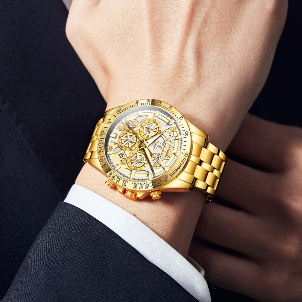Reloj OLEVS para Hombres Relojes de Acero Inoxidable Lujo Cronógrafo Multifunción con Fecha Clásico Reloj de Negocios para Hombres Regalo para Hombres