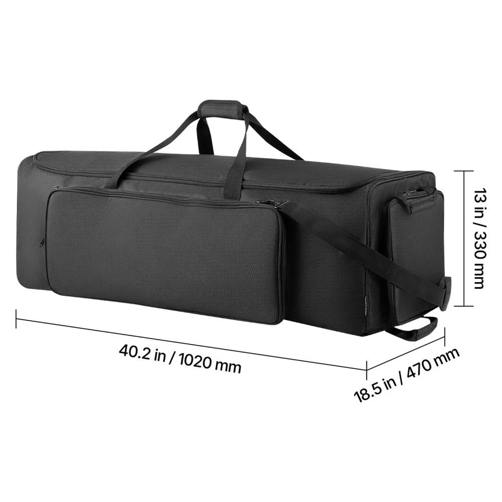 Bolsa para herrajes de batería VEVOR con ruedas, 1680D, bolsa de transporte para equipo de batería, estuche de transporte con asa resistente, cremallera duradera, ruedas de PVC suaves, múltiples bolsillos, para herrajes y accesorios de soporte, negro