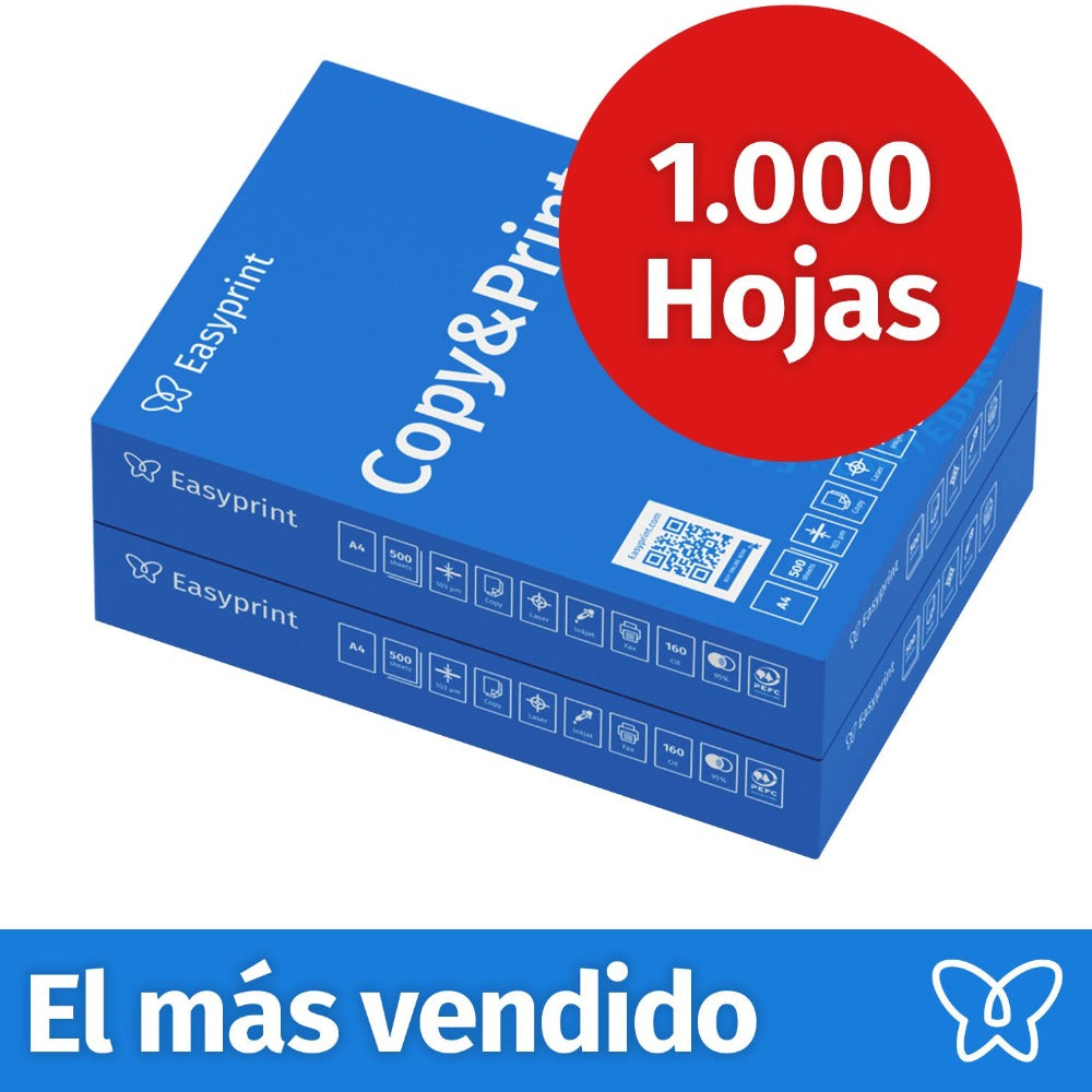 Papel para impresora Easyprint, papel de fotocopia de 1000 hojas, 2 x 500 A4 Premium, blanco alto CIE 160, certificado PEFC