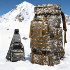 Un conjunto de dos piezas, una mochila para senderismo y montañismo