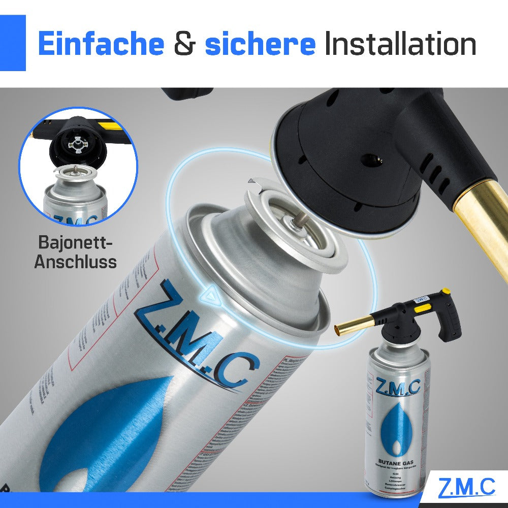 Cartuchos de Gas Butano ZMC 24× 227g Tipo MSF-1a con Válvula y Conexión de Bayoneta | Cartucho de Gas Universal para Cilindros de Gas de Camping para Estufas de Camping, Calentadores de Gas, Quemadores de Gas, Quemadores de Malezas y Sopletes de Soldadura