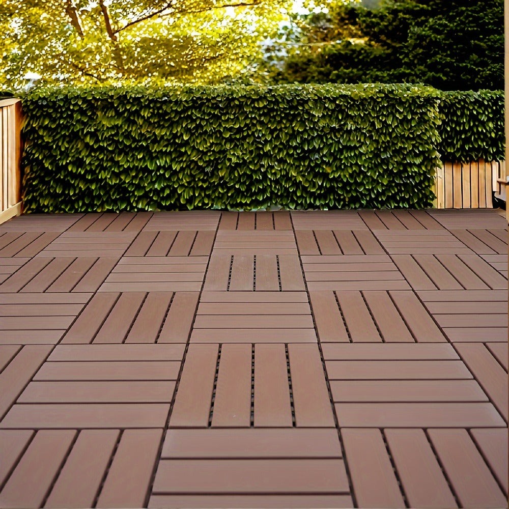 Baldosas de plástico entrelazadas para terraza, paquete de 54 baldosas impermeables para pisos de patio para uso en exteriores e interiores - Ideal para porche, piscina, balcón, patio trasero - Fácil instalación y material PP resistente