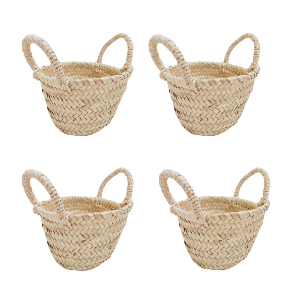 Pack 4 Mini Capazitos Cestas de Niña de Flores Perfecto Para Bodas y Comuniones Medidas 18 cm de Ancho x 20 cm de Alto x 10 cm Base