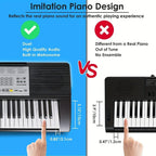 Conjunto de Piano Teclado Eléctrico de 61 Teclas, Diseñado para Principiantes, con 500 Sonidos y un Modo de Enseñanza de Tres Niveles, Incluye un Soporte, Taburete, Pantalla LCD y Atril