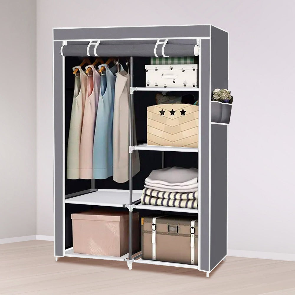 Armario Vestidor de Tela con Bolsillos Laterales Nyana Home - 5 Huecos 1 Ropero 1 Puerta 165x88x45cm Organizador de Ropa y Zapatos Fácil Montaje Ligero y Resistente Ideal para Dormitorio y Vestidor