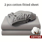 Juego de 2 sábanas bajeras, 100 % algodón, disponibles en varios colores. Sábana bajera/protector de colchón/funda de colchón, hecha de material de algodón suave, transpirable y cómodo (no incluye fundas de almohada).