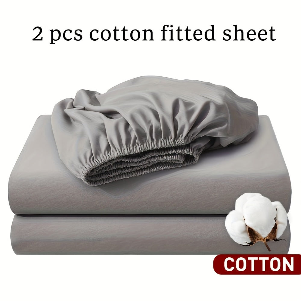 Juego de 2 sábanas bajeras, 100 % algodón, disponibles en varios colores. Sábana bajera/protector de colchón/funda de colchón, hecha de material de algodón suave, transpirable y cómodo (no incluye fundas de almohada).