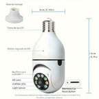 1pc Cámara de Seguridad 1080P HD Ease Life APP, Cámara Exterior Resistente a la Intemperie, Cámara Inalámbrica Wifi con Bombilla de 2.4Ghz, Enchufe de Luz E27 de 360°, Visión Nocturna a Todo Color, Detección de Movimiento, Vigilancia Doméstica, Regalo de