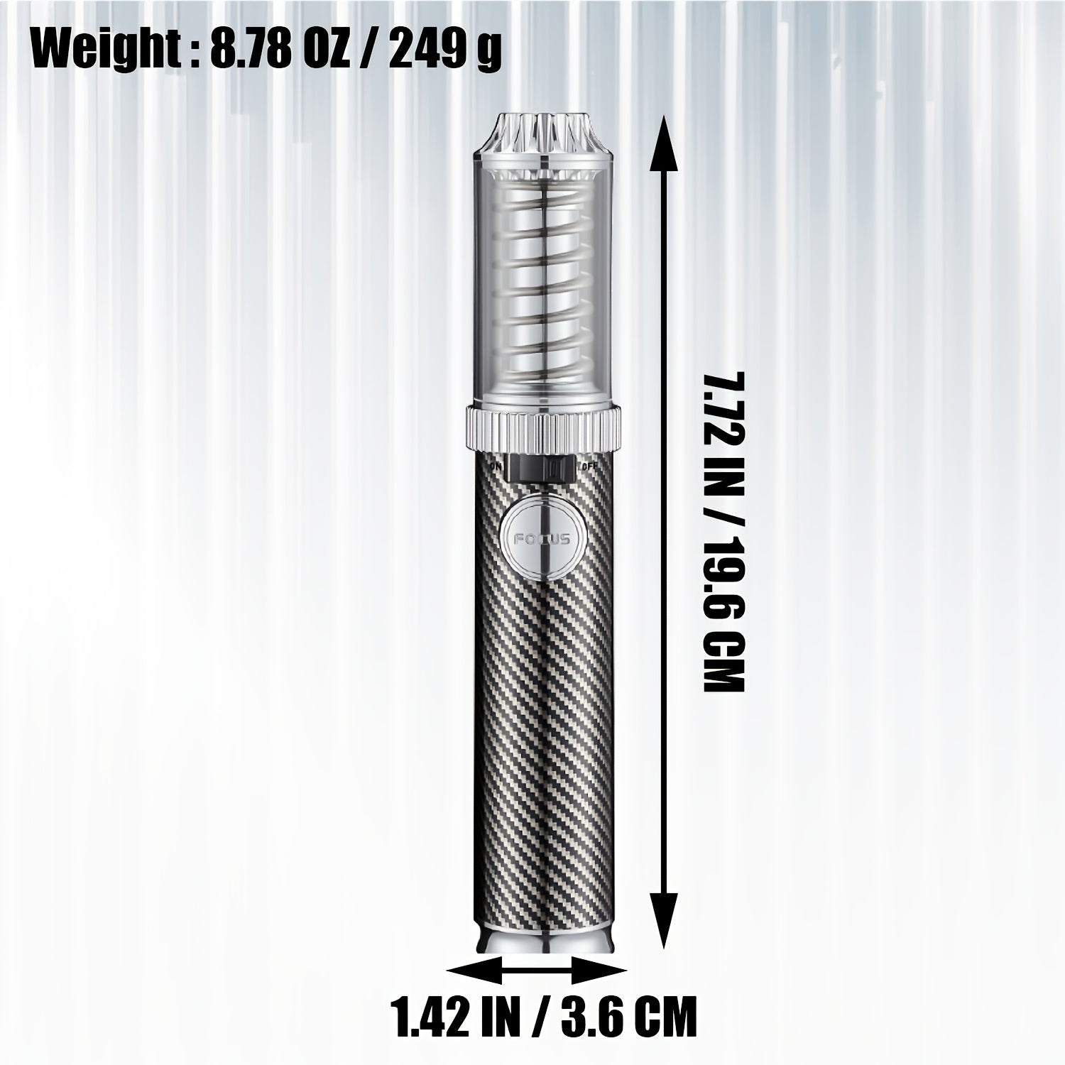 Encendedor recargable | Encendedor de metal, potente, grande, con diseño de salida de vórtice visible, pulido, resistente al viento, recargable