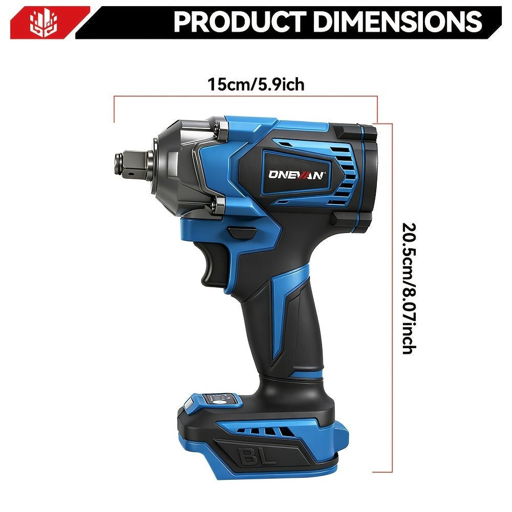 Llave de impacto inalámbrica de 1000 N.m, pistola de impacto eléctrica sin escobillas de 1/2 pulgada, llave de impacto eléctrica, adecuada para neumáticos de coche/uso doméstico - Kit de herramientas de destornillador eléctrico recargable, compatible con