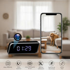 Cámara de Reloj Rectangular Inteligente, Cámara Inalámbrica Wifi 1080P con Visión Nocturna, Detección de Movimiento y Visualización Remota, Cámara de Vigilancia para Bebés/Personas Mayores/Mascotas, Seguridad Interior para el Hogar, Decoración de Escritor