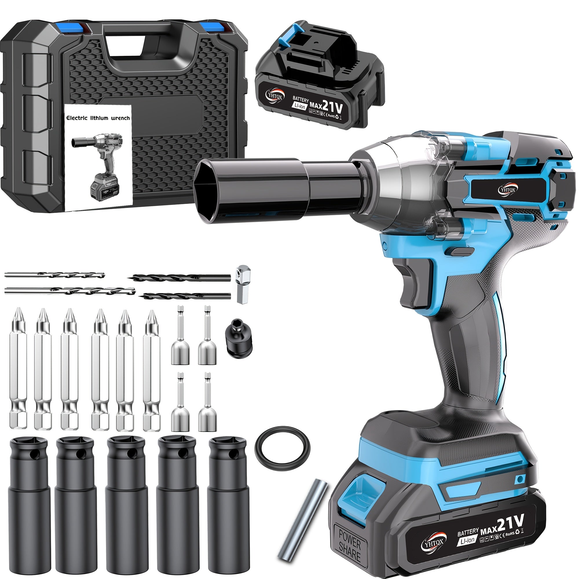Llave de impacto inalámbrica sin escobillas portátil | Automoción, ruedas y reparaciones