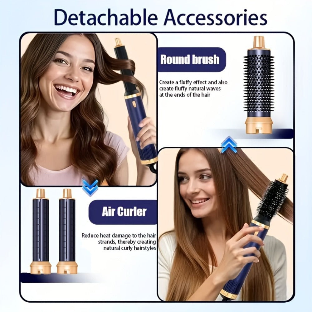 Kit de secador de pelo UKLISS 5 en 1, 1000W, con difusor, rizador automático, alisado y peinado, secador de pelo para baño, cepillo térmico de aire desmontable, rizador de aire, envolvente para rizar, herramienta de alisado de cabello, regalo de San Valen