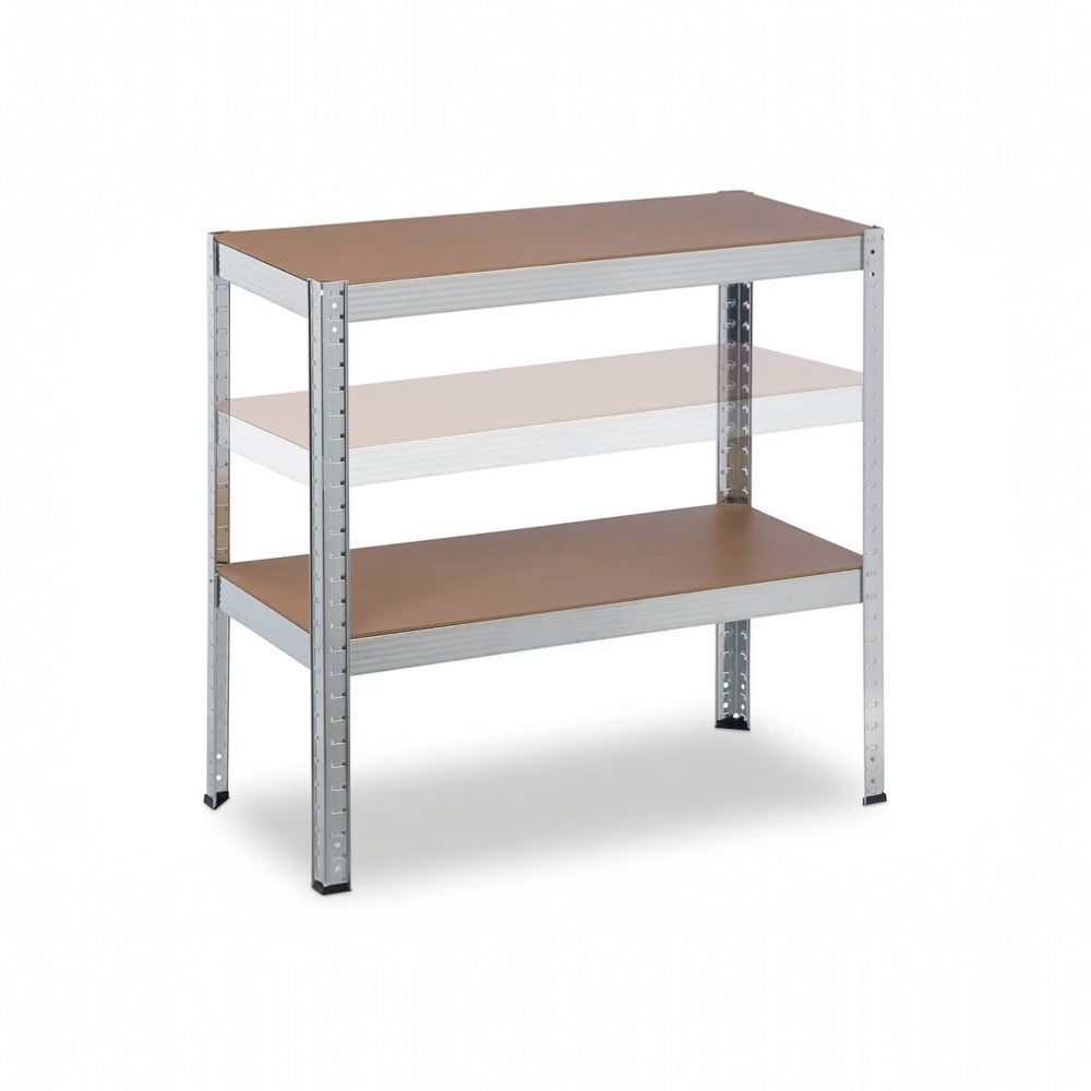 Estantería Metálica Almacenaje de Acero Galvanizado con 5 Baldas de MDF, Plata, 180x90x40cm Modular, Baldas Ajustables, trastero, Garaje.