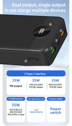 Baterías externas | Banco de energía portátil con gran capacidad de 50000mAh, pantalla LED para nivelación del batería, textura mate, carga