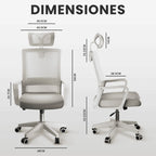 RELAXTY Silla de Oficina Ergonómica – Ajustable y Reclinable con Reposacabezas, Soporte Lumbar, Malla Transpirable y Ruedas 360° | Soporta Hasta 100 kg
