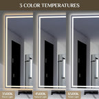Espejo de baño iluminado, 100 x 60 cm, espejo LED iluminado, espejo de pared para baño, espejo de maquillaje regulable, adecuado para baño, dormitorio, hotel