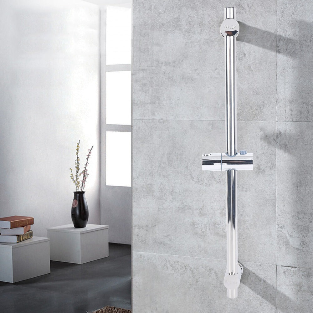 Barra de ducha sin clavos, barra de ducha de acero inoxidable, barra de ducha de 66 cm, barra de ducha de acero inoxidable de altura ajustable, barra de ducha moderna con soporte giratorio de 360° para cabezales de ducha para baños, duchas, hoteles, hogar