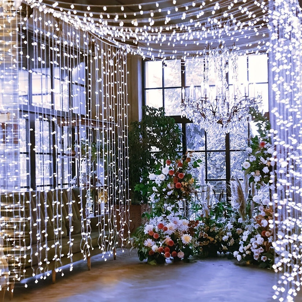 Guirnalda de luces LED de hadas de 100 m + 5 m de largo, 1000 cuentas LED, enchufe de salida de 31 V, luces LED de hadas para árbol de Navidad alimentadas por corriente con temporizador, función de memoria, 8 modos, decoraciones iluminadas para festividad