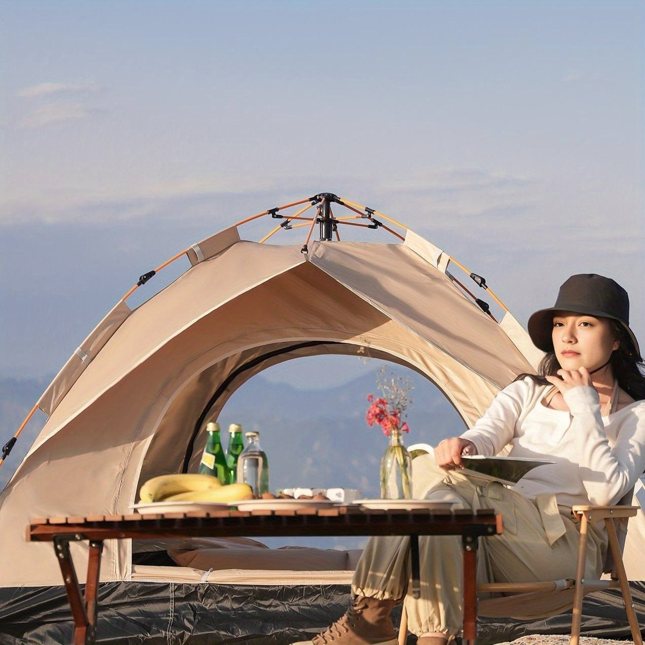 Tienda de Campaña para 2/4 Personas, Montaje Rápido y Fácil, Carpa Portátil con Bolsa de Transporte, Ideal para Senderismo y Aventuras al Aire Libre