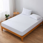 Funda de colchón súper suave, transpirable e impermeable - Sábanas ajustables de color sólido, muy elásticas y fáciles de limpiar para dormitorios, habitaciones de invitados, hoteles y residencias estudiantiles (no incluye funda de almohada ni relleno)