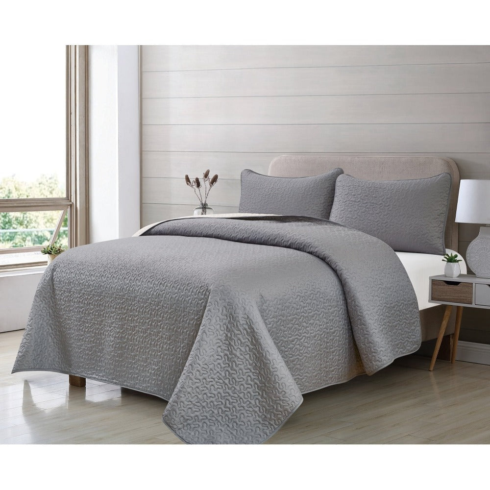 Colcha Bouti Reversible Tacto suave Calidad superior Ligera de Verano - Cubrecama con Relieve Geométrico Termosellado, Estilo Moderno y Suave (Solo Colcha No incluye fundas)