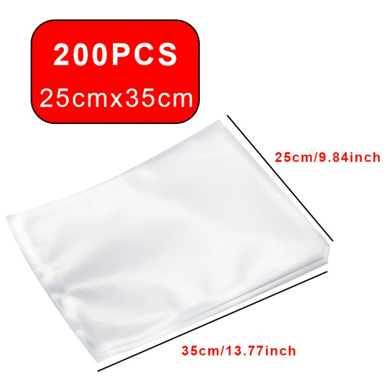 200 Bolsas para Sellador al Vacío | Patrón de Malla, Resistentes a la Humedad y a los Insectos, Mantienen Frutas, Verduras y Bistecs Frescos Más Tiempo, Compatibles con Todos los Selladores al Vacío, Material Plástico, Almacenamiento de Cocina, Navidad, A