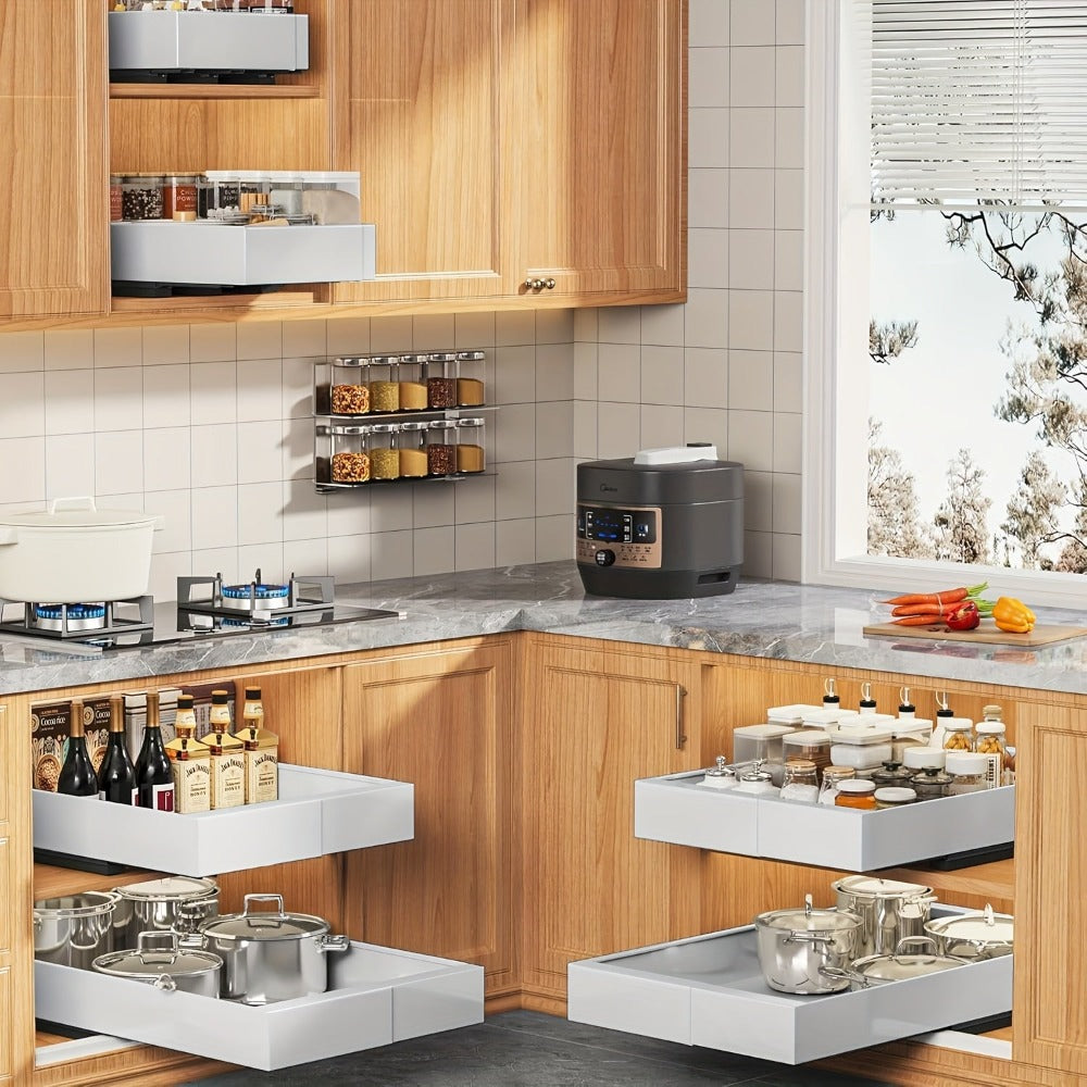 Gabinetes de Cocina Deslizantes con Cajones Extraíbles, 1 Paquete de Estantes Deslizantes de Almacenamiento, Estantes Reforzados de Acero al Carbono para Despensa de Alimentos, Cestas Deslizantes para Fregadero Sin Perforación, Estantes de Gabinete de Fác