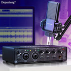 Interfaz de audio profesional Depusheng, tarjeta de sonido, 24 bits/192 kHz, XLR y alimentación fantasma, para guitarra eléctrica, PC/streaming/Win, alimentación por USB
