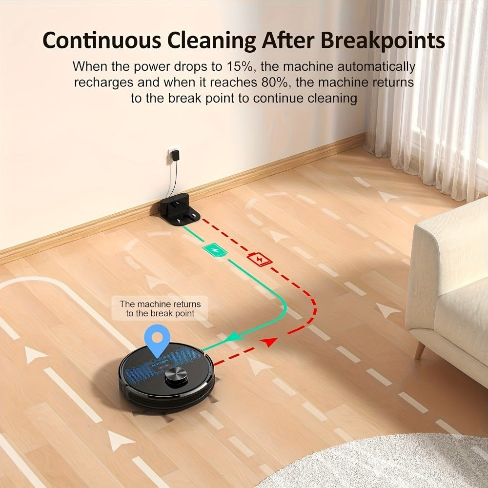 Lubluelu SL60D Robot aspirador y fregona: 5000 Pa de succión, navegación precisa, 5 mapas de piso, 10 zonas de exclusión, recarga automática, limpieza inteligente, control por aplicación inteligente para alfombras, pelo de mascotas, pisos duros