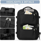 Mochila de Viaje para Cabina de Avion 45x32x18 para Vuelo Barato Equipaje de Mano y Espaciosa con Compartimento para Zapatos y Mochila Antirrobo Multifuncional para Viajes 2210.Travel Bag, Antirrobo, Negro, Bolsa de viaje