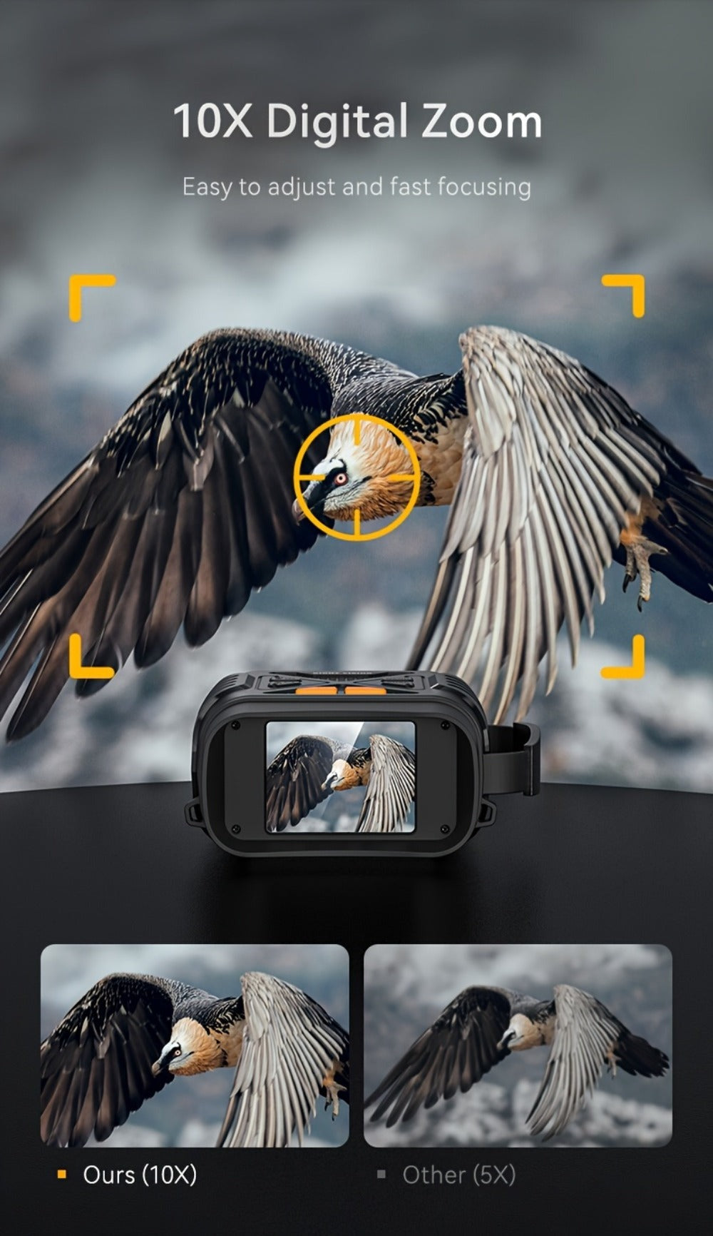 Binoculares Digitales de Visión Nocturna HD con Pantalla de 2.8" - 10x Digital, 800m de Uso Diurno y Nocturno en Completa Oscuridad, Alimentación por USB, Visor Infrarrojo de Visión Nocturna, Ajuste Infrarrojo de 7 Velocidades, para Caza, Exploración al A