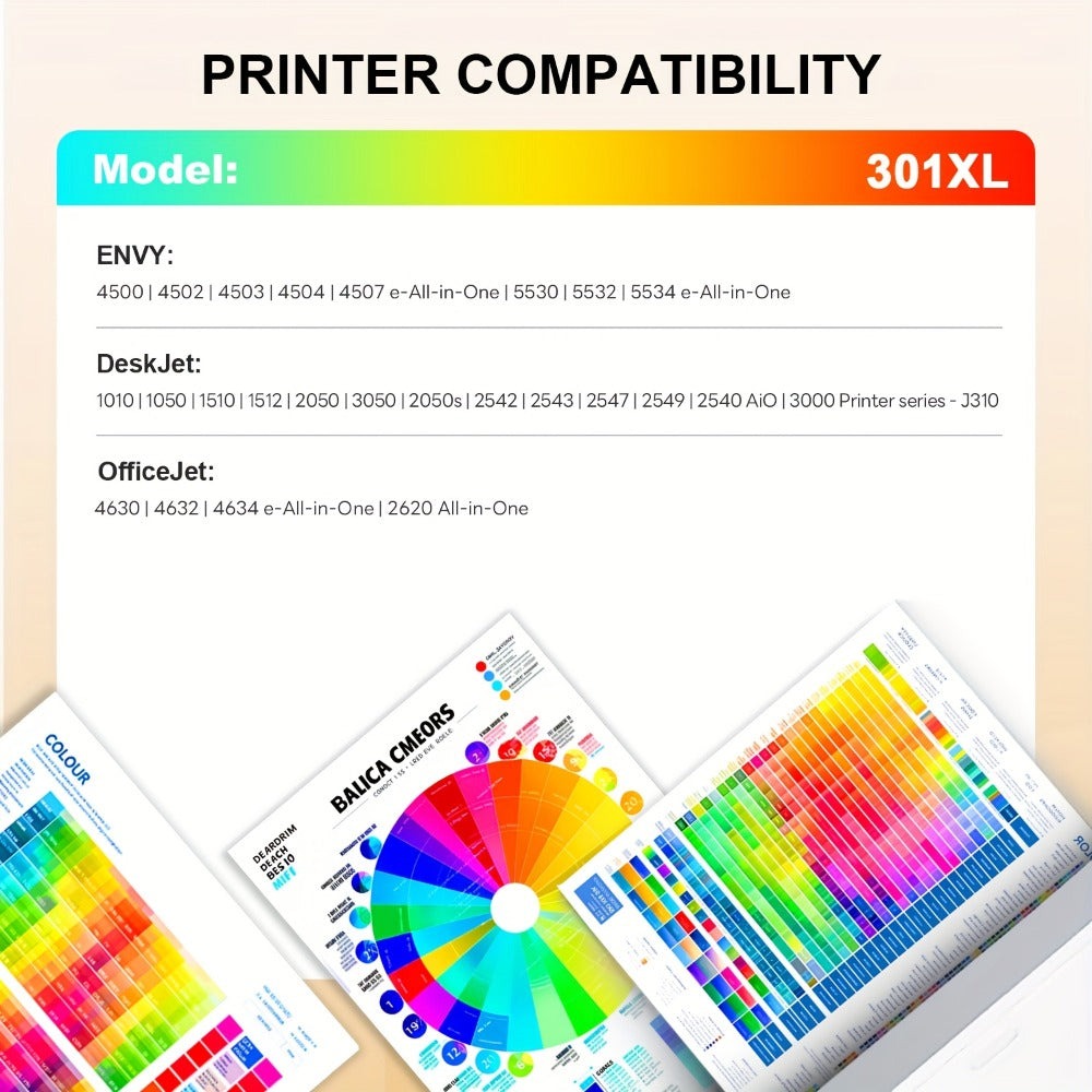 Cartuchos de tinta de color negro compatibles 301XL 301 para impresora HP Deskjet 1110 1111 1112 Envy 4510 4511 4512 Officejet 3830 3831 3832 4650 4652 4654