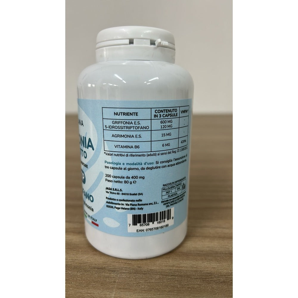 Integrador con Griffonia, 5-HTP, L-Triptófano y Vitamina B6 - Hecho en Italia - Entrega Rápida desde Almacén Local