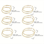 JewelryWe Moda Mujer Aro Grande Dorado Pendiente Anillo Acero Inoxidable Regalo de San Valentín 2pcs
