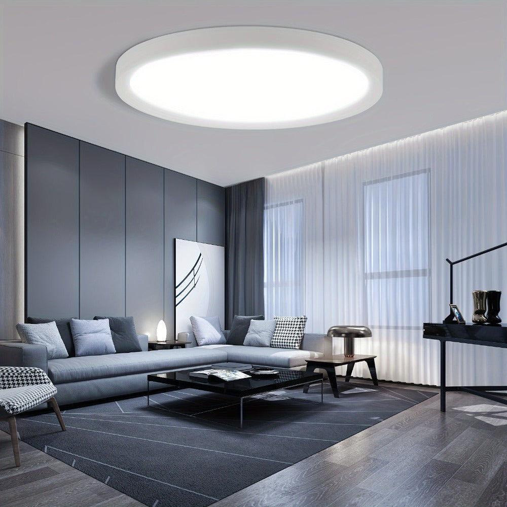 1pc Lámpara de Techo LED Ultra Delgada Redonda - Iluminación Moderna Minimalista Contemporánea, Semi-Encastrable/Montaje Empotrado, Eficiente en Energía, Blanco Frío (6500K) para Cocina, Baño, Sala, Oficina - Ideal para Decoración Hogareña Moderna, Diseño