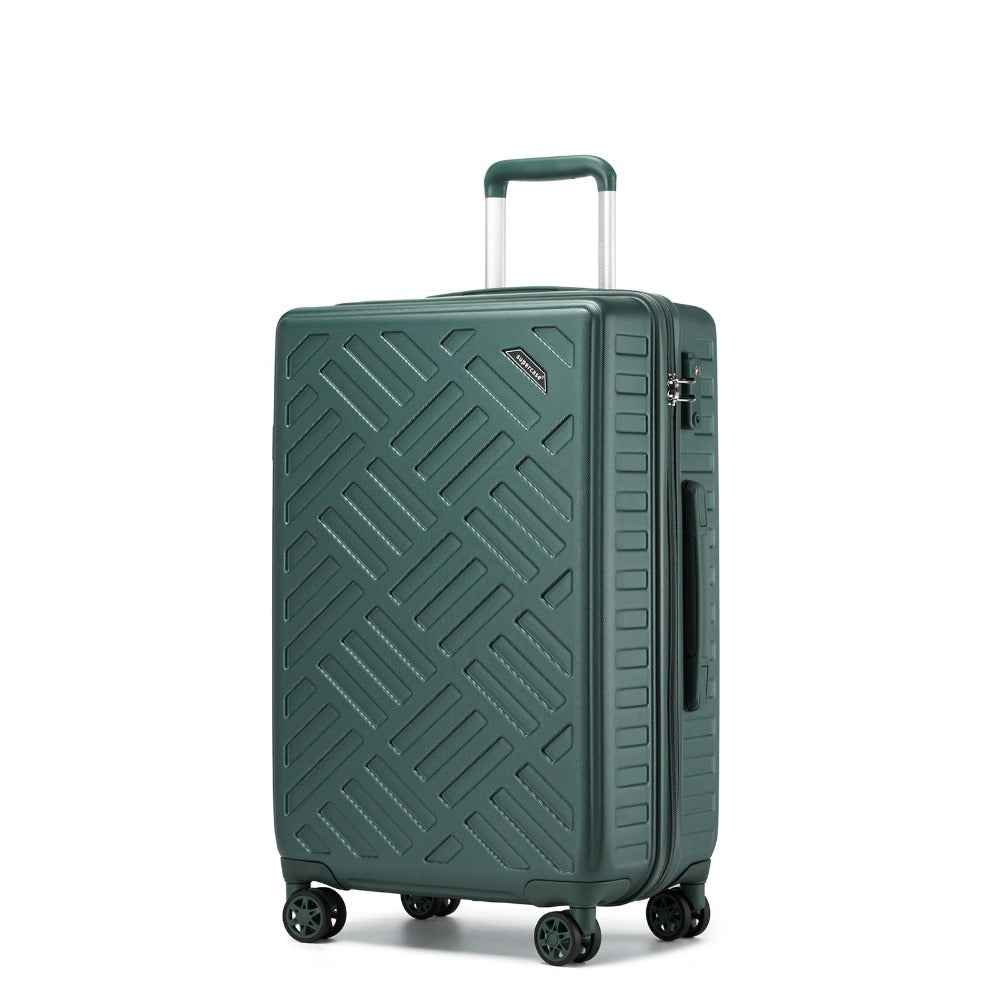 1pieza de 20/24/28 pulgadas Drak Green Sleek Geometric Pattern Hard Shell ABS+PC Maleta con cerradura TSA para viajes sin esfuerzo Regreso a la escuela Regalo de vacaciones