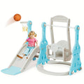 Conjunto de tobogán y columpio para niños pequeños 4 en 1, tobogán para bebés con columpio, tobogán, escalador y baloncesto, juego de columpio y tobogán para niños, juguete de parque infantil para interiores y exteriores, patio trasero, para niños pequeño