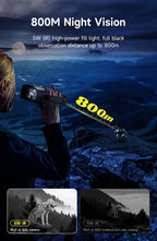 Gafas Binoculares de Visión Nocturna Infrarroja, con Luz Táctica, Batería de Litio de Gran Capacidad de 5000mAh, Zoom Digital 10x, Pantalla IPS Ultra HD de 3 Pulgadas, Distancia de Visión Nocturna de 800m, Regalo Perfecto para Entusiastas del Aire Libre |