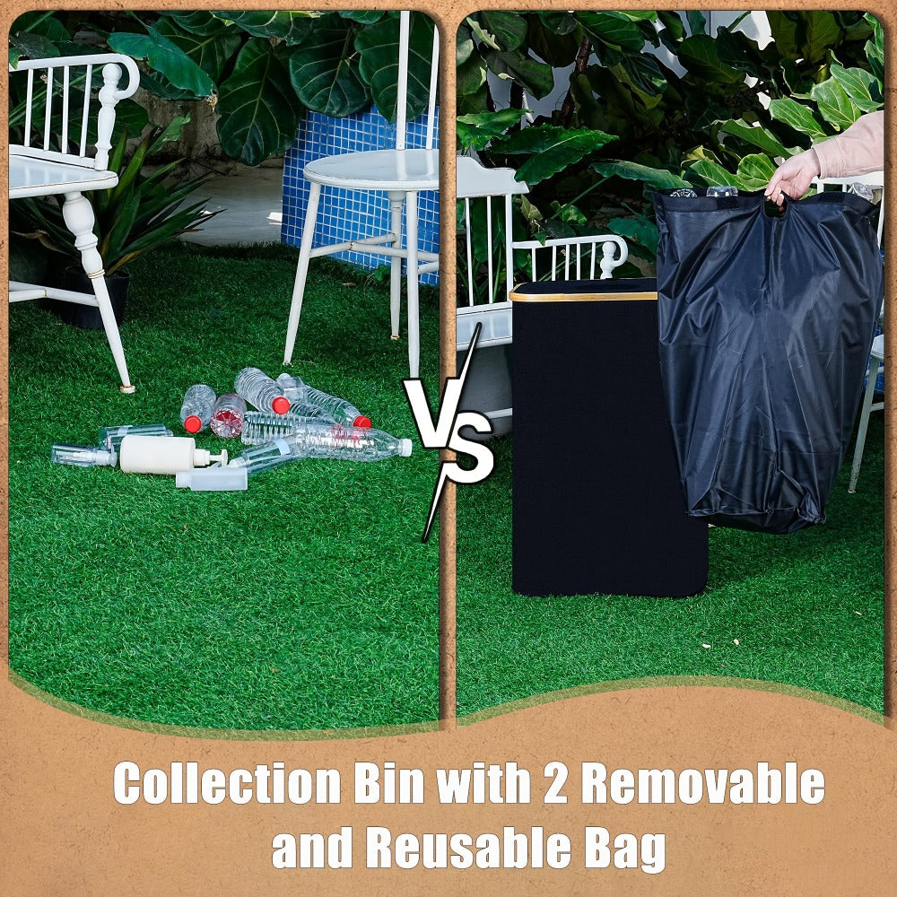 Cubo de Reciclaje Plegable de 100L y 70L, Material de Nylon 900D, con Bolsa Extraíble - Organizador de Basura de Tela Oxford Negra de Gran Capacidad, para Reciclaje de Vidrio, Plástico, Metal y Botellas Vacías, Almacenamiento para Cocina y Lavandería