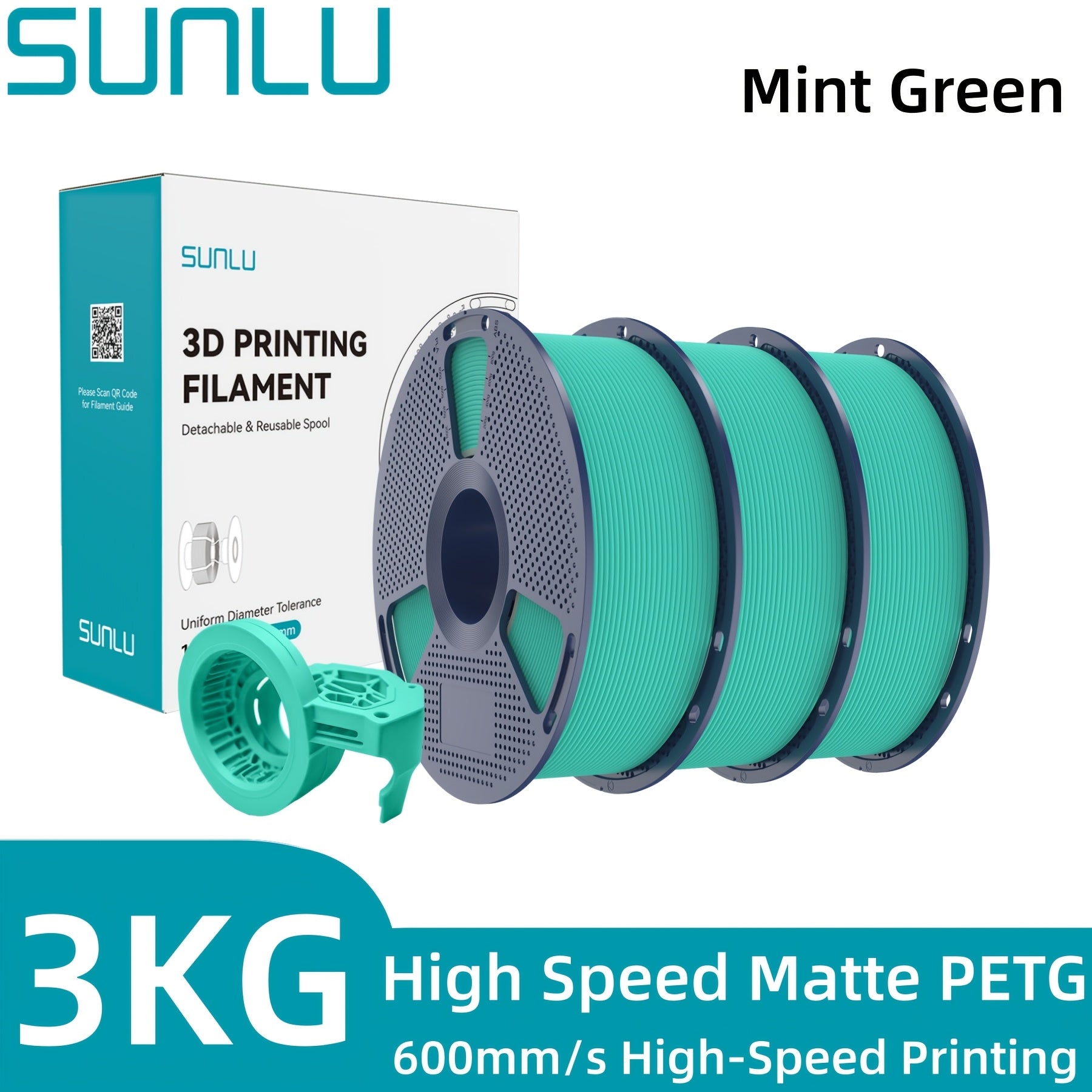 SUNLU Filamento PETG de Alta Velocidad, Filamento PETG para Impresión 3D, Menos Desprendimientos, Buena Adhesión de Capas, Alta Resistencia a la Tracción, Soporte para Impresión de Alta Velocidad de 50-600 mm/s, 3kg (6.6lbs)