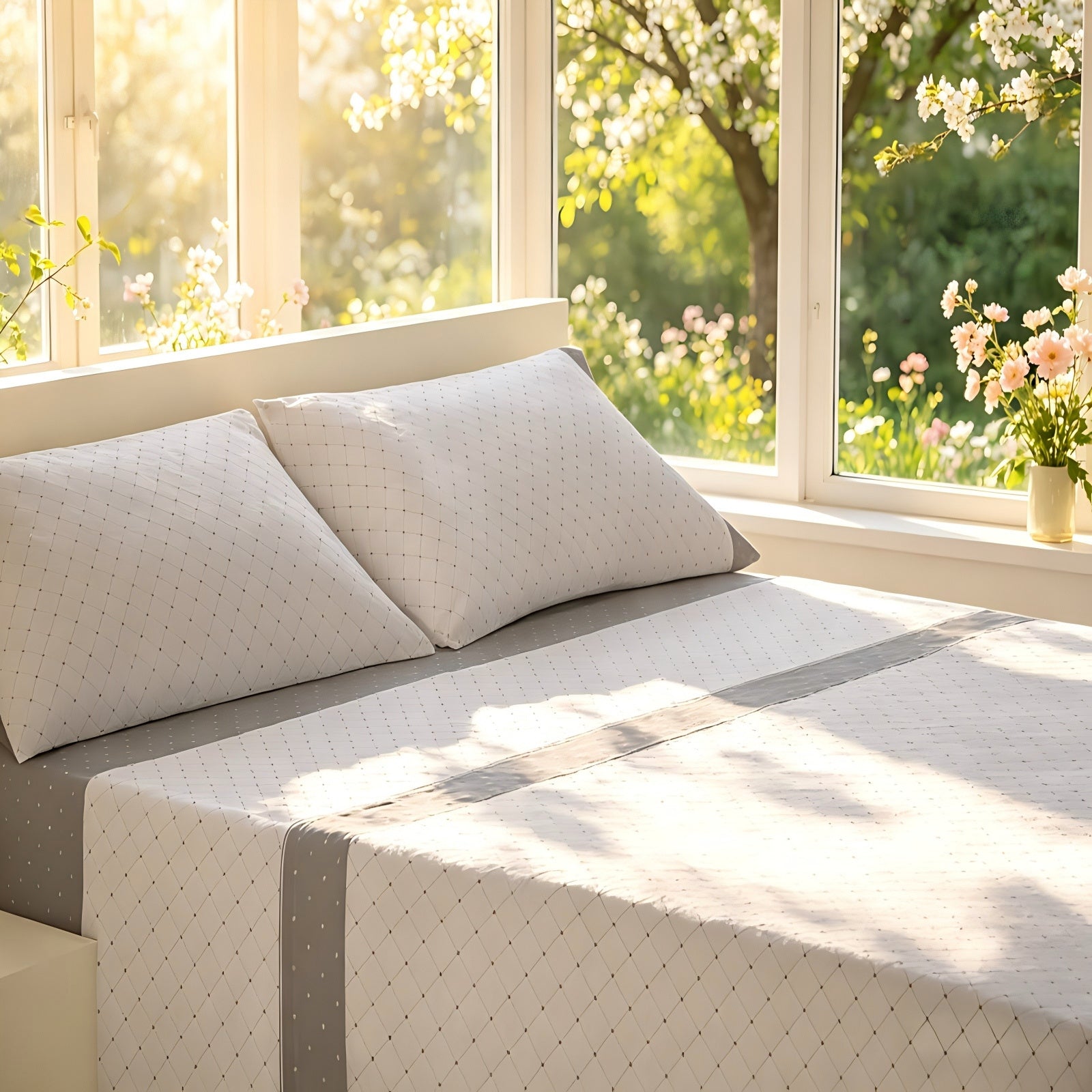 Juego de cama de 3/4 piezas apto para todas las estaciones, que incluye una sábana, una sábana ajustable y fundas de almohada. Medidas: 90 cm, 105 cm, 135 cm, 150 cm y 180 cm