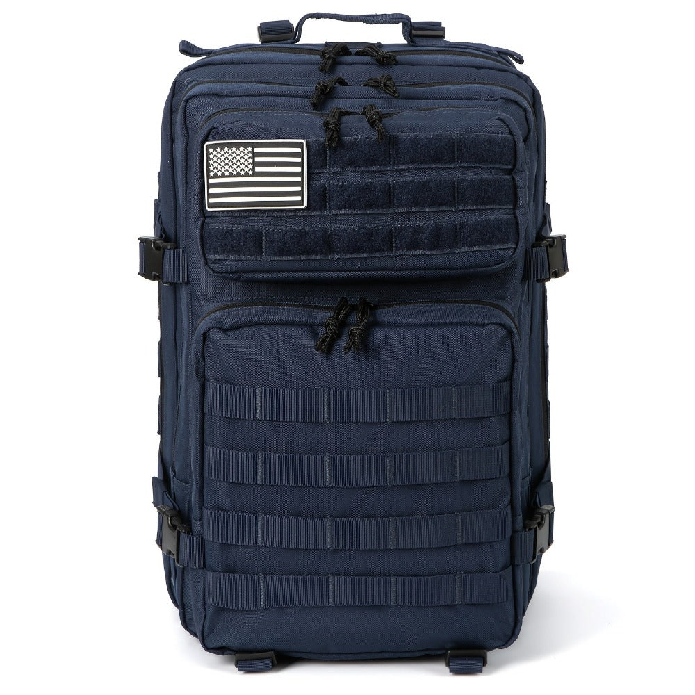 Mochila táctica azul de 45L, diseñada para deportes, ideal para senderismo al aire libre con sistema MOLLE, perfecta para escalada y trekking, bolsa de emergencia de 3 días, lavable a mano, ideal para viajes