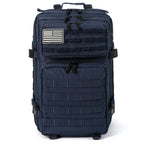 Mochila táctica azul de 45L, diseñada para deportes, ideal para senderismo al aire libre con sistema MOLLE, perfecta para escalada y trekking, bolsa de emergencia de 3 días, lavable a mano, ideal para viajes