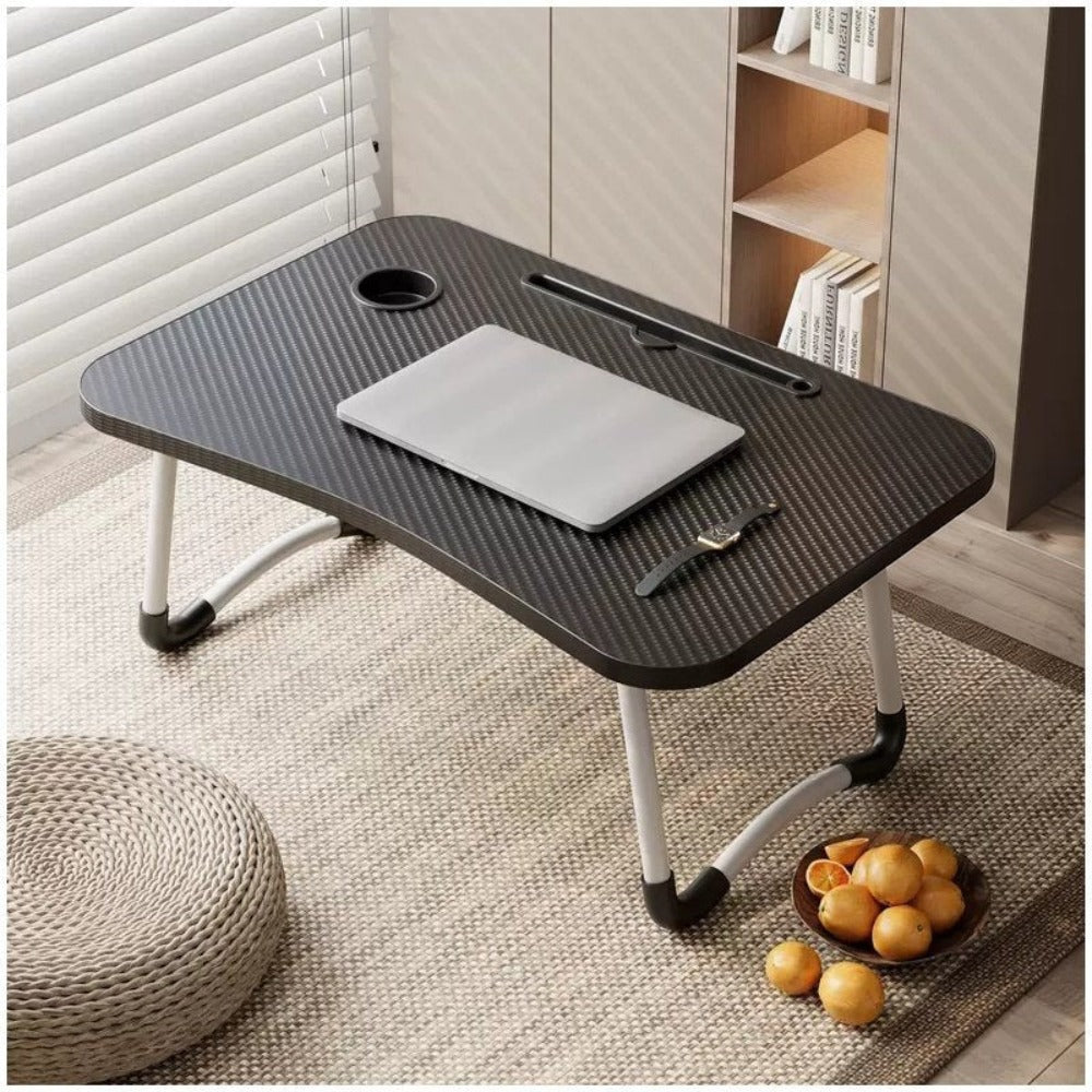 Mesa plegable multifunción para cama y sofá con portavasos, 60×40×28 cm, mesa auxiliar con atril para leer en la cama, bandeja multifunción para ordenador, libros, trabajo y estudio en casa (con cajón / sin cajón)