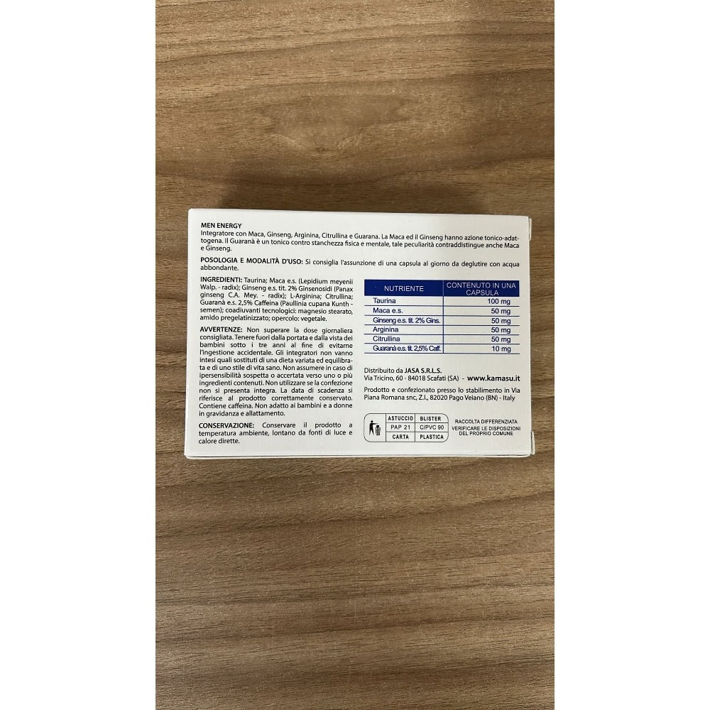 Suplemento Dietético para Hombres con Taurina, Maca Peruana, L-Arginina, L-Citrulina, Ginseng y Guaraná - Envío Rápido desde Almacén Local