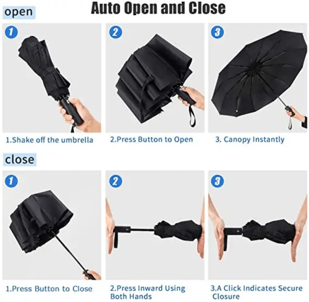 1 y 2 Especificaciones Opcionales, Paraguas Plegable con Hebilla Totalmente Automática, y Protección Solar, Adecuado Tanto para Hombres Como para Mujeres, Paraguas de Viaje, Con un Diámetro de 106cm/41.2 pulgadas Cuando Está Abierto, Robusto y Duradero, P