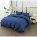 Juego de cama 4 piezas con funda elástica, (Funda de Edredón + Funda Protectora de Colchón + 1/2 Fundas de Almohada), Juego de Funda de Edredón 3-4 Piezas Estilo Nórdico de Color Sólido/Estampado, Ajustable para Camas de 90/105/135/150/180 cm, Regalo Navi