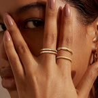 4 anillos dorados apilables para mujer, sin manchas, delicados, chapados en oro de 14 quilates, anillos finos apilables, juego de anillos para pulgar de circonita cúbica, anillos de compromiso de boda de declaración de moda, anillos de compromiso para muj
